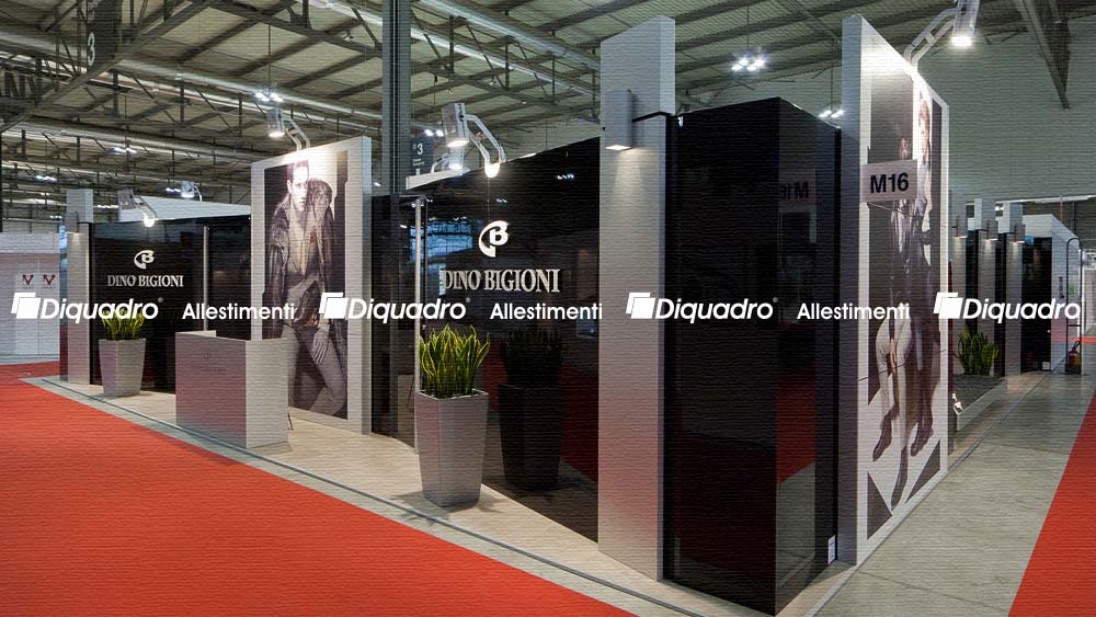 Fotografia di allestimenti stand fieristici realizzati da Diquadro per la fiera Micam di Milano